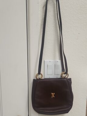 Paloma Picasso Dark Brown Crossbody Bag with Gold X Accent